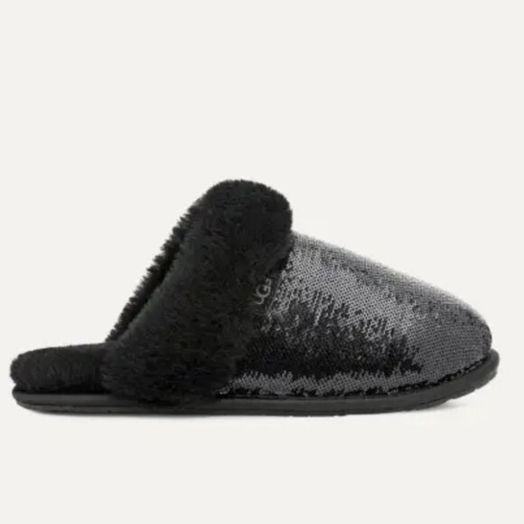 UGG Shoes - NIB UGG | Scuffette II Mirror Ball slippers shearling sequins black sz 9